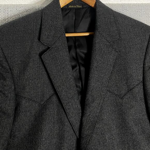 Vtg Circle S Dallas Texas Blazer Men's 42R Gray/Black Tweed Western Style - Picture 4 of 13